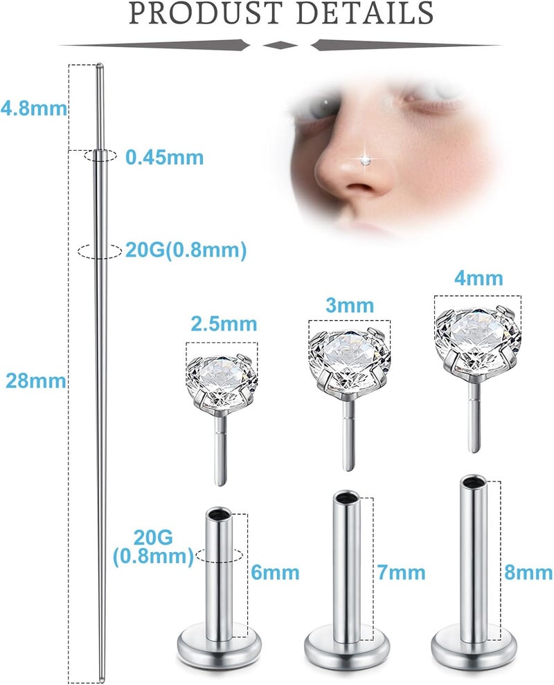 QWALIT Titanium Flat Back Helix Cartilage Earring Horseshoe Nose Ring Piercing Taper Threadless Jewelry Changing Tool Internal Threaded Piercing Taper Insertion Threader Tool Labret Jewelry Lip Studs - Image 1